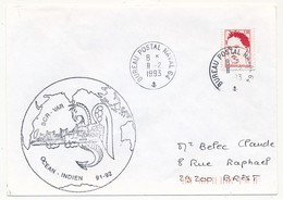 FRANCE - 2,50 Obl Bureau Postal Naval 64 / B.C.R VAR - Océan Indien 91-92 - 1993 - Seepost
