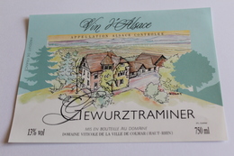 Etiquette Neuve Jamais Servie Vin D Alsace  GEWURZTRAMINER   Domaine Viticole De La Ville De Colmar - Gewurztraminer