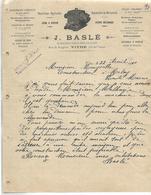 Lettre 1910 / 35 VITRE / J. BASLE / Constructeur-mécanicien, Machines Agricoles, Scierie Mécanique - Agricoltura