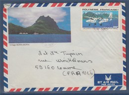 = Polynésie Française 18.2.81 Enveloppe Illustrée Timbre PA157 Avions En Polynésie Twin Otter - Brieven En Documenten