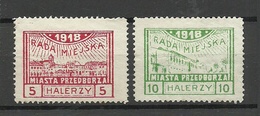 Poland Polska 1918 Local Post Przedborz Michel 11 & 12 * - Unused Stamps