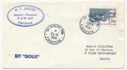 FRANCE - 1,70 Grande Chartreuse Obl 29 Brest Ppal 1984 + M.T. SIOUX Hambourg - Maritime Post