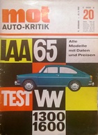 CA139 Autozeitschrift Mot  - Auto-Kritik, Nr. 20/1965, Test VW 1300 Und 1600 - Automóviles & Transporte