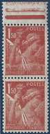 France N°652** 1fr 50 Brun Rouge En Paire Impression Sur Raccord  TTB - 1932-39 Paix