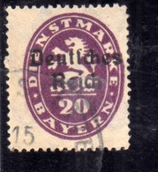 GERMANY BAYERN GERMANIA BAVARIA ALLEMAGNE 1920 OFFICIAL STAMPS LION LEONE OVERPRINTED 20pf USATO USED OBLITERE' - Officials