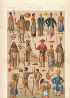 Oceanie Oceania Poster Colored Size 22 Cms / 40 Cms . Circa 1870. Nordmann LithoNude Men And Women With Tattoo. Tatouage - Other & Unclassified
