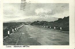Delcampe - 4412"CATANIA-AUTOSTRADA DELL'ETNA"FRANCOBOLLO CENTENARIO FERROVIE ITALIANE-1939-20 C.-CARTOLINA POSTALE ORIGINALE SPED. - Catania