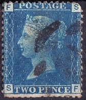 GREAT BRITAIN 1858 QV 2d BLUE PLATE 13 "FS" SG47 Used - Usati