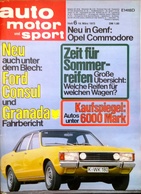 CA218 Zeitschrift Auto Motor Und Sport, Heft 6/1972, Ford Consul Und Granada - Auto & Verkehr