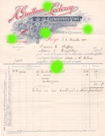 LIEGE Rue Méan 1904 A. GUILLAUME LECLERCQ Vins Liqueurs Genièvre Denrées Coloniales / Superbe Facture - Lebensmittel