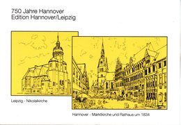 BRD 4-seit. A6-Gedenkblatt "750 Jahre Hannover Edition Hannover/Leipzig" Mi. 1491 ESSt 8.1.1991 BONN 1 - Andere & Zonder Classificatie