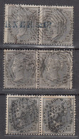 British East India Used 1856,  4as X 3 Pairs, Shades Varieties,  Four Annas - 1854 Britische Indien-Kompanie