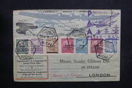 MACAO - Enveloppe 1er Vol De Macao / U.S.A. Pour Londres En 1937, Affranchissement Plaisant - L 32876 - Briefe U. Dokumente