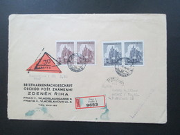 Böhmen Und Mähren 1944 Einschreiben / Nachnahme Briefmarkengeschäft Zdenek Riha Prag - Adorf Mit Ak Stempel - Lettres & Documents