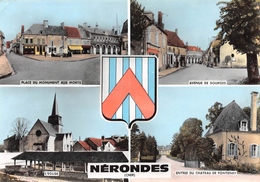 NERONDES - Place Du Monument Aux Morts - Avenue De Bourges - Eglise - Entrée Du Château De Fontenay - Blason - Lavoir - Nérondes