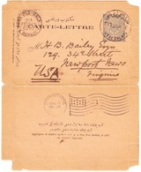 1901 Kartenbrief Ganzsache Aus Constantinopel Nach Newport News Usa Virgina; Bedarfsspuren Und Ankunftstempel - Cartas & Documentos