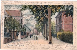 Gruss Aus DÜLMEN Kr Coesfeld Color Strassenscene Belebt Dienstmädchen 2.2.1900 ? Gelaufen Briefmarkensprache - Dülmen