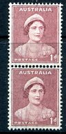 Australia 1937-49 KGVI Definitives (p.15 X 14) - 1d Queen Elizabeth - Coil Pair - LHM (SG 181a) - Mint Stamps