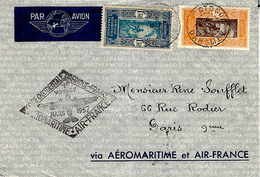 MARS 37 -enveloppe De COTONOU  Pour Paris  " Cote Occidentale D'Afrique -France  "  Noir 1er Voyage - Storia Postale