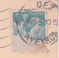 Variété TYPE IRIS N 650 AVEC MANQUE IMPORTANT  MARQUE CACHET POSTAL 12 AVEYRON RODEZ - CPA  CHATEAU DE BELCASTEL - Briefe U. Dokumente