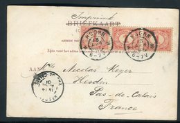 Pays Bas - Affranchissement Plaisant ( Bande De 3 ) De Hoorn Sur Carte Postale En 1901 Pour La France -  Réf J82 - Cartas & Documentos