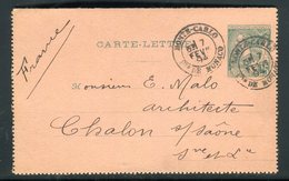 Monaco - Entier Postal ( Carte Lettre ) Pour Chalon/ Saône Via Paris En 1894 -  Réf J90 - Postal Stationery