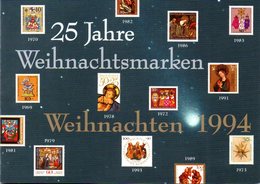 BRD  4-seitiges A6-Gedenkblatt "25 Jahre Weihnachtsmarken - Weihnachten 1994" Mi 1770/71 ESSt 9.11.1994 BONN 1 - Otros & Sin Clasificación