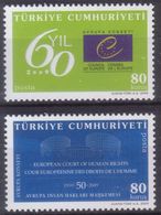 AC - TURKEY STAMP - 60th ANNIVERSARY OF THE COUNCIL OF EUROPE - 50th ANN OF THE EUROPEAN COURT OF HUMAN RIGHTS MHH 2009 - Nuevos