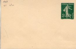 France. Entier Postal. Petite Enveloppe 5c Vert - Bigewerkte Envelop  (voor 1995)