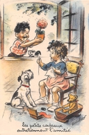 ¤¤   -   Illustrateur " Germaine BOURET "  -  Petit Garçon Et Petite Fille Avec Leur Chien   -  ¤¤ - Bouret, Germaine