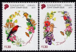 Singapore - 2019 - Birds And Flowers - Joint Issue With Israel - Mint Stamp Set - Singapur (1959-...)