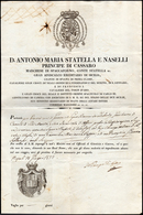 1832 - Lasciapassare Del Principe Di Cassaro Per Un Viaggio Per Berna, Via Di Genova, Datato Napoli ... - Other & Unclassified