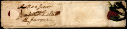 1650 Ca. - Minilettera, Dimensioni 8 X 3,5 Cm, Da Orsay (?) Con Sigillo Rosso In Ceralacca E Nastri ... - 1. ...-1850 Prephilately