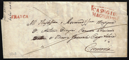 1849 - Lettera Da Casalmaggiore 20/6/1849, Bollo Riquadrato E "franca" Rossi Per Cremona. Bella!... - Lombardo-Vénétie