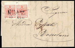 1850 - 15 Cent. Rosso Carminio, I Tiratura (3b), Due Esemplari, Entrambi Bordo Di Foglio, Perfetti, ... - Lombardo-Vénétie