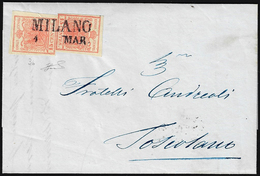 1851 - 15 Cent. Rosso Vermiglio, I Tipo, Carta A Mano, Due Esemplari Di Tinte Leggermente Diverse, U... - Lombardo-Vénétie