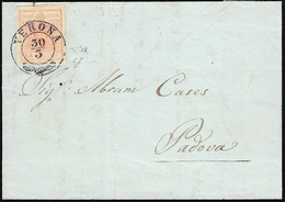 1852 - 15 Cent. Rosa, II Tipo, Carta A Mano, Spazio Tipografico In Basso (5f), Perfetto, Su Lettera ... - Lombardo-Vénétie