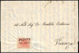 1851 - 15 Cent. Rosso Vermiglio Intenso, Carta A Coste Verticali (14b), Perfetto, Su Lettera Del 18/... - Lombardo-Vénétie