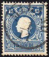 1858 - 15 Soldi Azzurro, I Tipo (27), Perfetto, Usato A Milano 1/11+C1466/1858, Primo Giorno D'emiss... - Lombardo-Vénétie