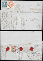 1861 - 15 Soldi Azzurro, II Tipo, 10 Soldi Bruno, II Tipo, Al Verso E 5 Soldi Rosso Chiaro, II Emiss... - Lombardo-Vénétie