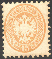 1854 - 15 Soldi Bruno, Dent. 9 1/2 (45), Perfetto, Nuovo, Gomma Originale. Ferrario.... - Lombardo-Vénétie