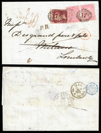 1859 - 1 Penny, 4 Pence, Due Esemplari (14,18), Perfetti, Su Lettera Da Londra 28/6/1859 A Milano 1/... - Lombardo-Vénétie