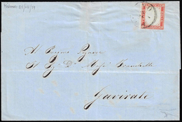 1859 - 40 Cent. Rosso Carminato (Sardegna 16Bb), Perfetto, Su Sovracoperta Di Lettera Da Milano 25/7... - Lombardo-Vénétie