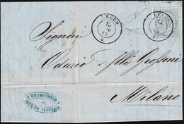 LECCO, D.c. Asterisco Non Quotato - 15 Cent. De La Rue (L18), Perfetto, Su Lettera Del 15/8/1864 Per... - Lombardo-Vénétie