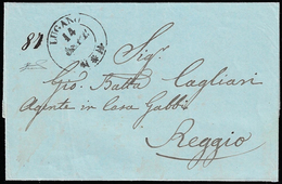INCOMING MAIL SVIZZERA 1850 - Lettera Non Affrancata Da Lugano 14/9/1850 A Reggio, Tassata In Arrivo... - Modène