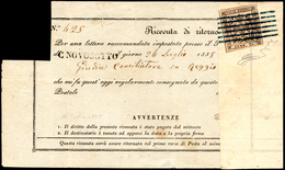 1855 - 25 Cent. Camoscio Chiarissimo Rosaceo (4b), Perfetto, Su RICEVUTA DI RITORNO Da Castelnovo Di... - Modène