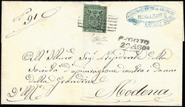 1856 - 5 Cent. Verde Oliva, Senza Punto Dopo "cent", Varietà Non Catalogata (8), Perfetto, Su Sovrac... - Modène