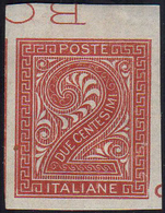 1863 - 2 Cent. De La Rue, Tiratura Di Torino, Non Dentellato (T15d), Gomma Originale, Perfetto. Bell... - Autres & Non Classés