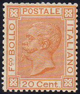 1877 - 20 Cent. Ocra Arancio (28), Buona Centratura, Gomma Originale, Perfetto. Bello! Mondolfo, A.D... - Autres & Non Classés