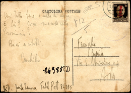 1944 - 30 Cent. Soprastampato Fascio (492), Perfetto, Su Cartolina Da Un Ufficio Postale Della Feldp... - Autres & Non Classés